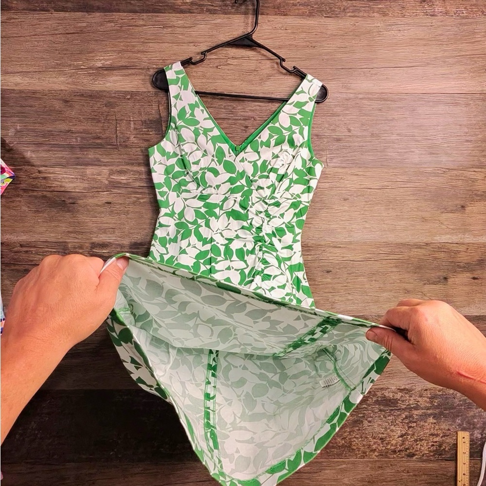 Donna Ricco Leafy Green and Cream Midi Dress - Picture 5 of 9